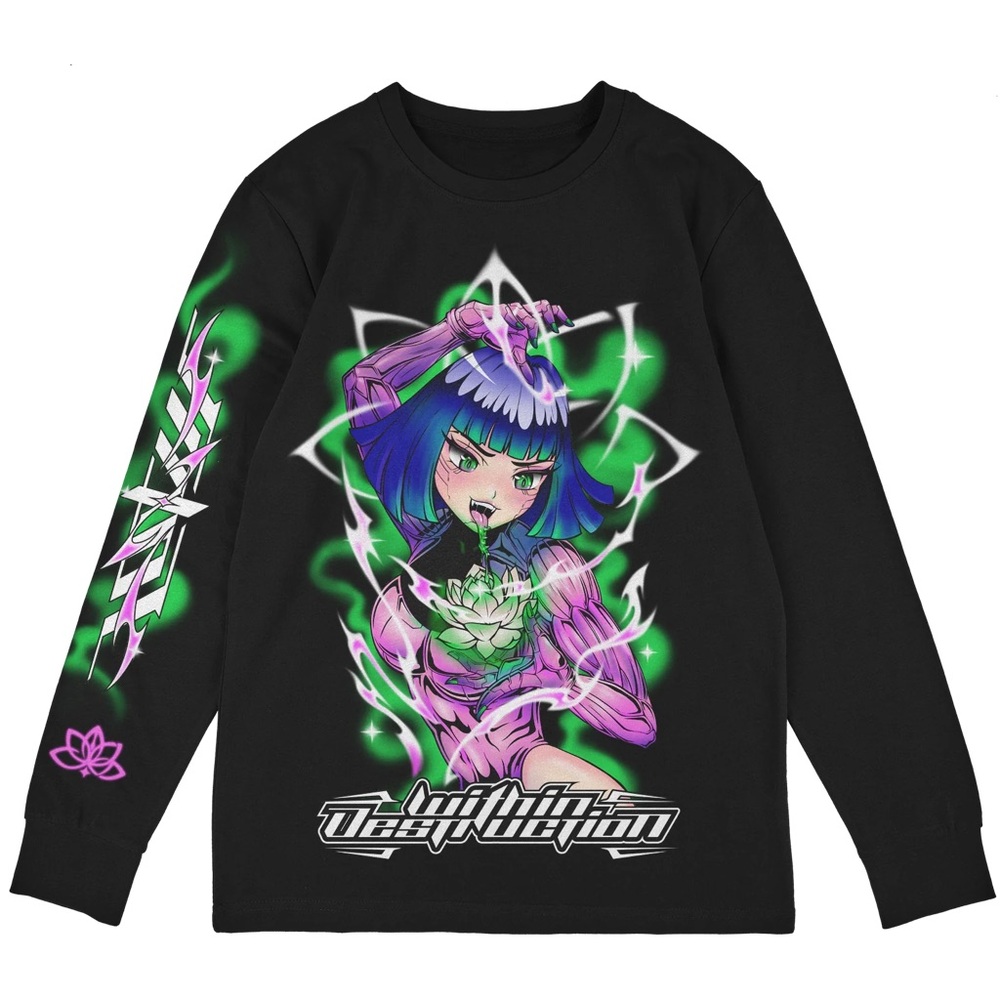 Within Destruction Lotus Anime Girl Metal Gildan Heavy Cotton Long Sleeve Shirt